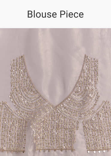 Lavender Tissue Embroidered Saree With Resham And Sequin Work