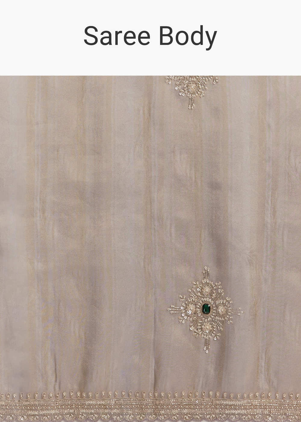 Lavender Tissue Saree With Zardosi And Emerald Stone Embroidery