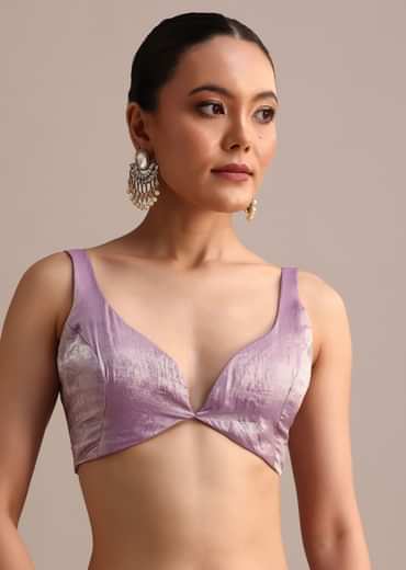 Lavender Soft Tissue Saree With Zari Embroidered Border
