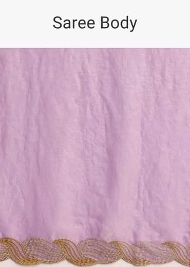Lavender Soft Tissue Saree With Zari Embroidered Border