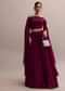 Lavish Wine Georgette Lehenga And Off-Shoulder Crop Top With Attached Cape