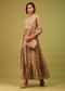 Ocher Yellow Tiered Dress In Cotton Silk With Multicolor Floral Print Online - RE By Kalki