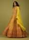 Lemon Yellow Printed Anarkali Suit Set In Cotton Silk With Embroidery