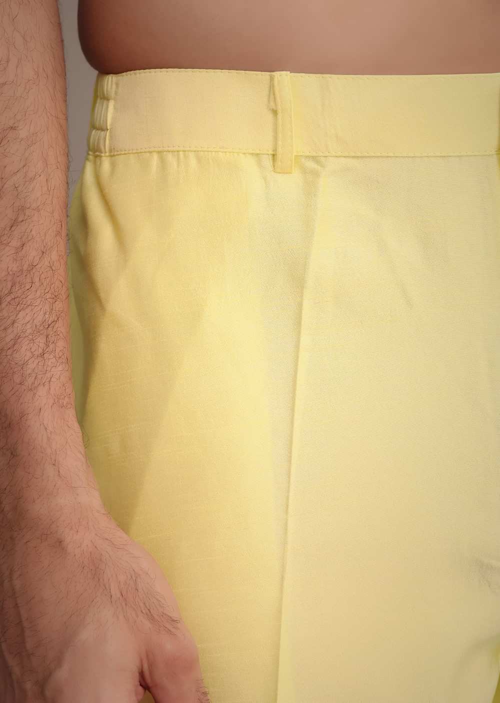 Lemon Yellow Silk Thread Work Kurta Jacket Set