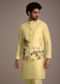 Lemon Yellow Silk Thread Work Kurta Jacket Set