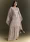 Light Beige Pink Kaftan Kurta Set With Mirror Moti Work