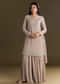 Light Brown Kurta Set With Sequins Palazzo And Dupatta