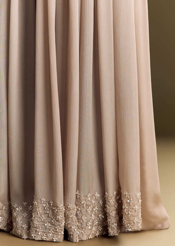 Light Brown Kurta Set With Sequins Palazzo And Dupatta Light Brown Kurta Set With Sequins Palazzo And Dupatta