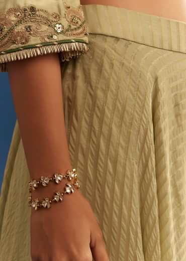 Light Green Chanderi Kurta Palazzo Set With Organza Dupatta