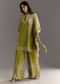 Light Green Floral Printed Kaftaan Kurta With Moti Work Palazzo And Side Pouch Bag
