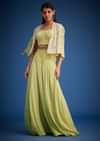 Light Green Georgette Embroidered Cape Palazzo Set