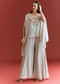 Light Grey Dola Silk Kaftaan Suit With Zardosi Work