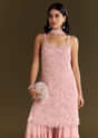 Light Pink Chinon Embroidered Kurta Sharara With Choker Dupatta