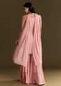 Light Pink Chinon Embroidered Kurta Sharara With Choker Dupatta