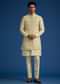 Light Pista Silk Kurta Set With Thread And Mirror Work Jacket