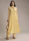 Light Yellow Chinon Anarkali Suit With Cutdana And Sequins Work