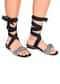 Light And Dark Denim Flats With Tie Up Straps By Sole House