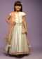 Kalki Girls Light Blue Lehenga In Brocade Silk With Weaved Floral Jaal And Off White Choli