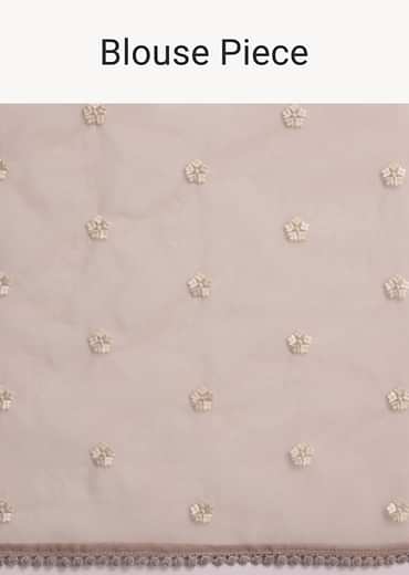 Light Brown Organza Resham Thread Embroidered Saree