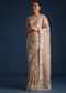 Light Brown Organza Resham Thread Embroidered Saree