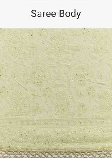 Light Green Chikankari Georgette Saree With Stone Embellishments