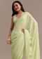 Light Green Chikankari Georgette Saree With Stone Embellishments
