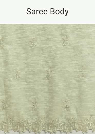Light Green Crushed Tissue Saree With Resham Embroidered Border