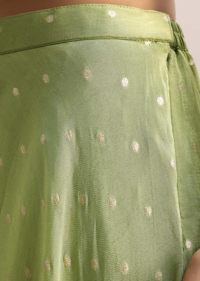 Light Green Embroidered Silk Kurta Palazzo With Dupatta