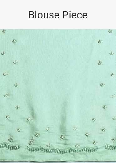 Light Green Georgette Saree With Cutdana And Bead Embroidery