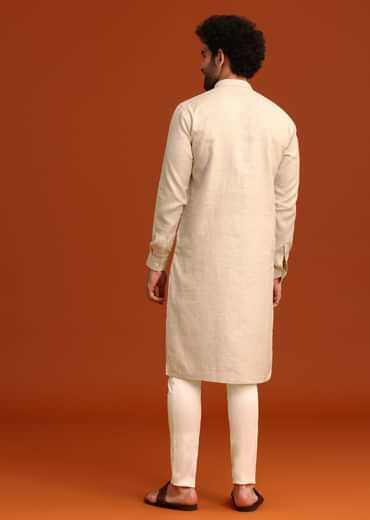 Light Natural Floral Resham Embroidered Kurta And Pant Set
