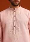 Light Pink Floral Thread Embroidered Kurta And Pant Set