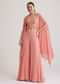 Light Pink Georgette Palazzo Set With Embroidered Cape
