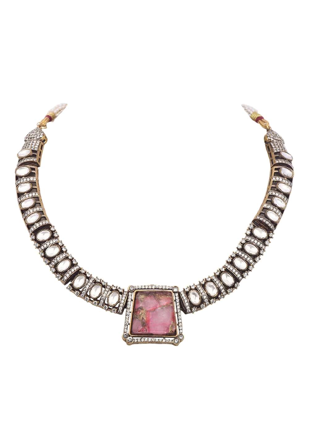 Light Pink Kundan Short Necklace Set