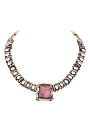 Light Pink Kundan Short Necklace Set