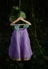 Kalki Girls Light Purple Tiered Dress In Cotton Silk With Adjustable Red Tie Ups On The Shoulder By Love The World Today