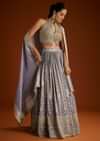 Lilac Banarasi Tissue Lehenga Dupatta With Embroidered Choli