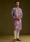 Lilac Floral Printed Silk Kurta Set