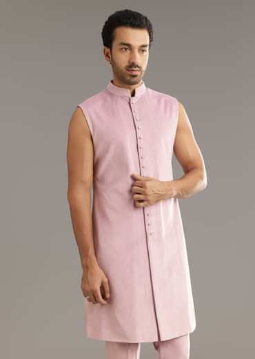 Lilac Indo Western Suit With Self Texture Work