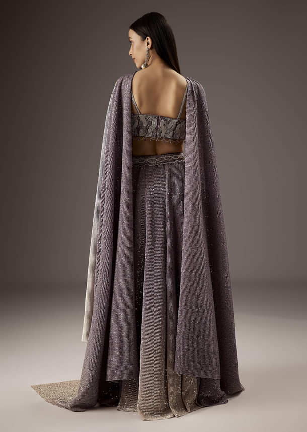 Lilac Purple Butter Crepe Bridesmaid Lehenga With Hand Work