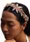 Lilac And White Handcrafted Head Gear In Mix Metal