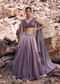 Lilac Crushed Shimmer Lehenga With Blouse And Cape