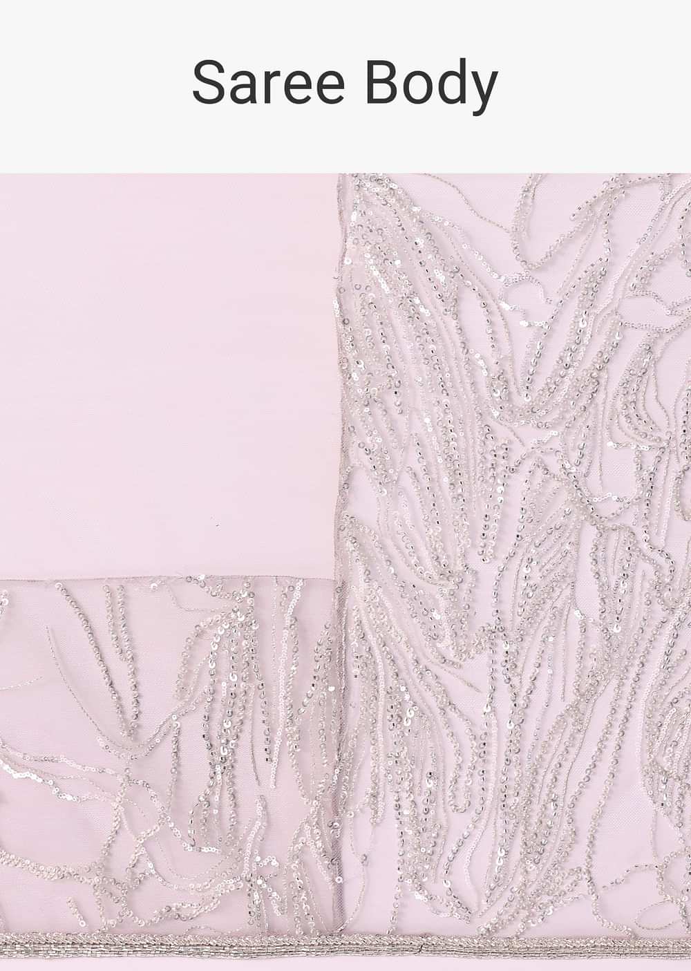 Lilac Fancy Sequence Net Saree With Ruched Stitched