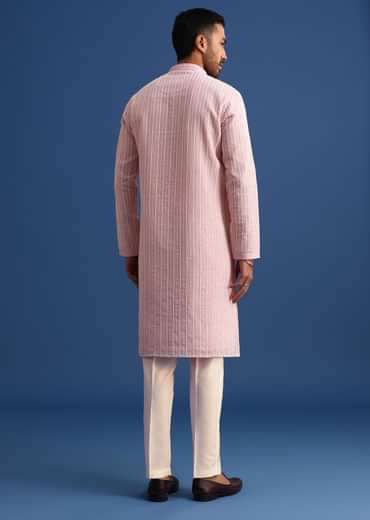 Lilac Georgette Kurta Set With Thread Work