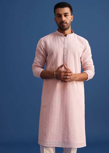 Lilac Georgette Kurta Set With Thread Work