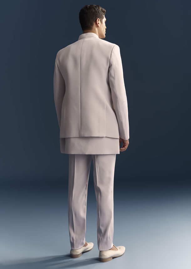 Lilac Indo Western Set For Men With Resham And Moti Work Lilac Indo Western Set For Men With Resham And Moti Work