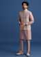 Lilac Kurta Jacket Set With Thread Work For Men