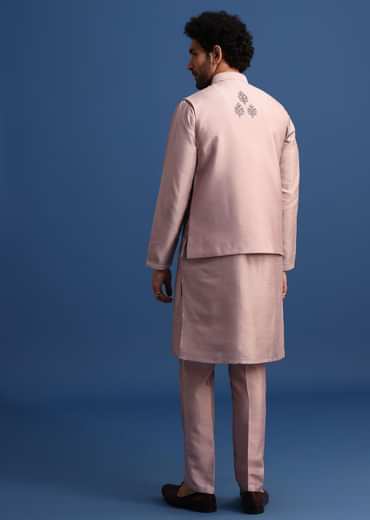 Lilac Kurta Set With Dori And Stone Embroidered Jacket