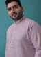 Lilac Purple Textured Kurta Set With In Silk With Embroidery
