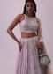 Lilac Purple Embroidered Georgette Lehenga and Silk Blouse Set