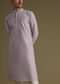 Lilac Purple Festive Textured Kurta Set In Silk With Embroidery On The Yoke And Collar